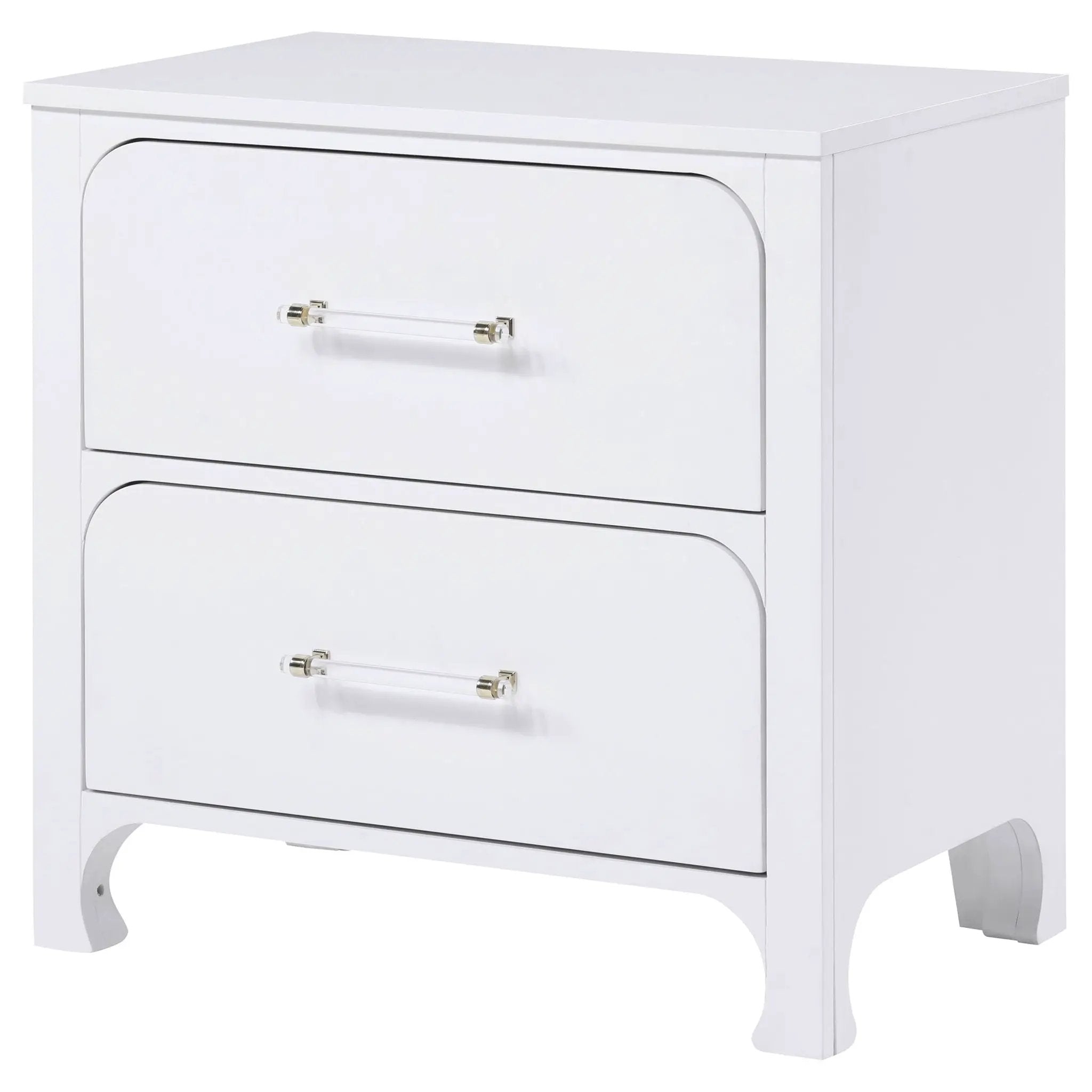 Helena - 2 Drawer Nightstand With Soft Curves - White by HouseOfZazla