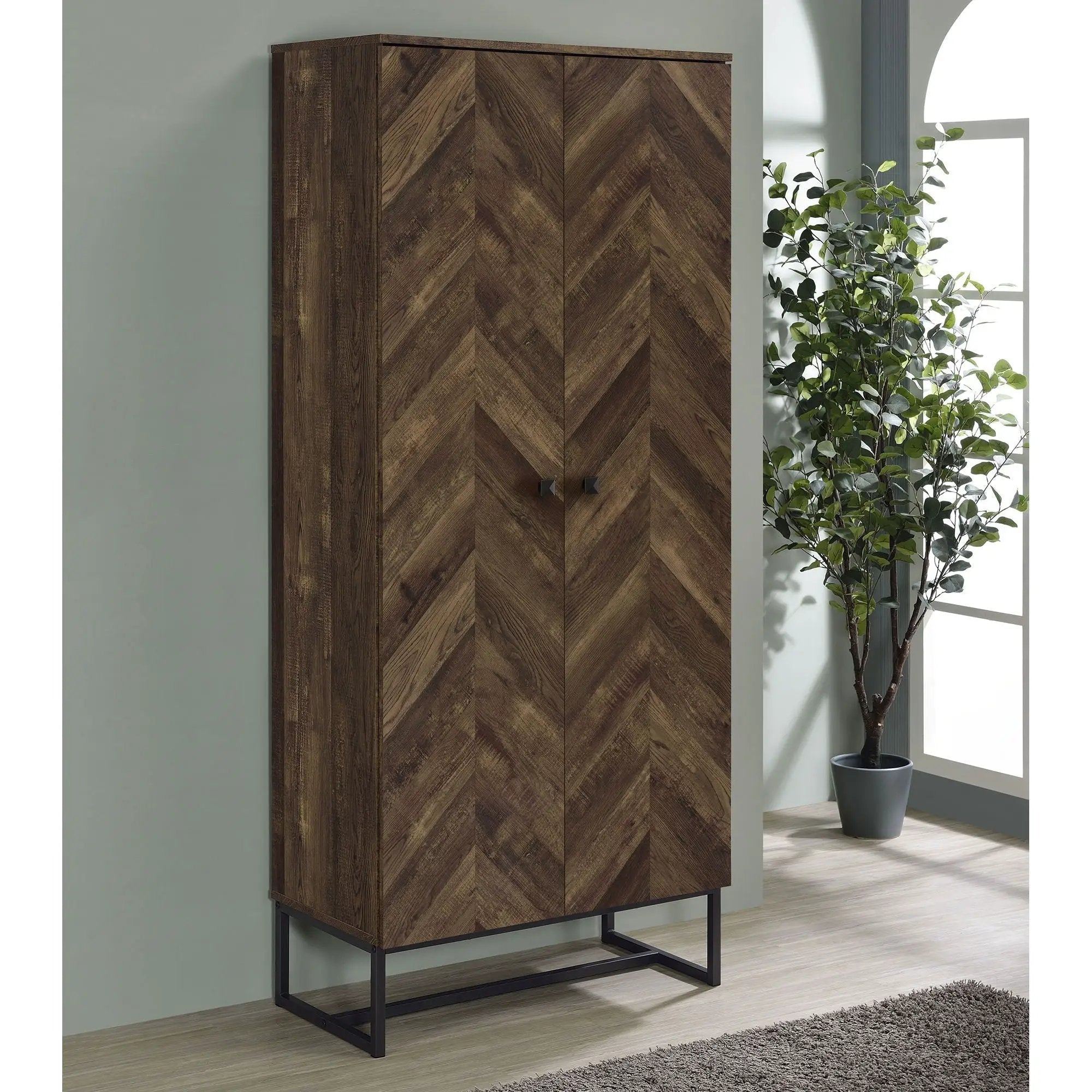 Gunderson - 8 Shelf Accent Cabinet - Oak by HouseOfZazla