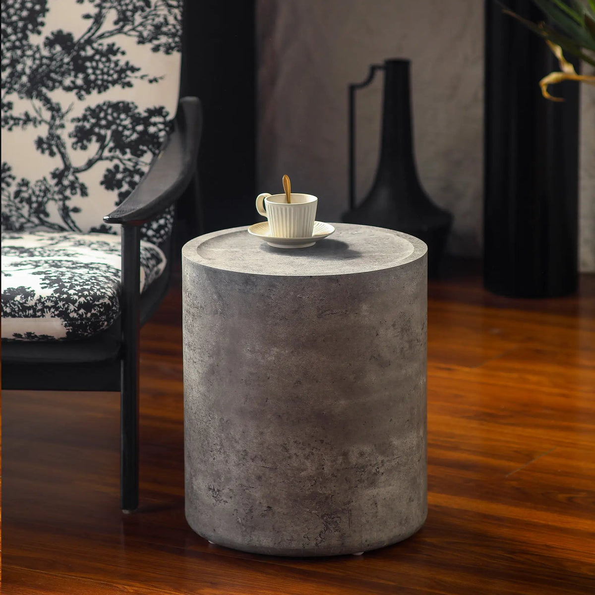 Modern Faux Concrete Round Corner Accent Table by HouseOfZazla
