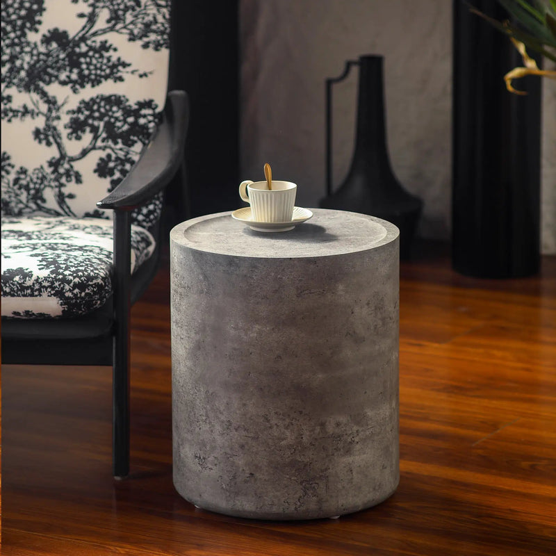 Modern Faux Concrete Round Corner Accent Table by HouseOfZazla