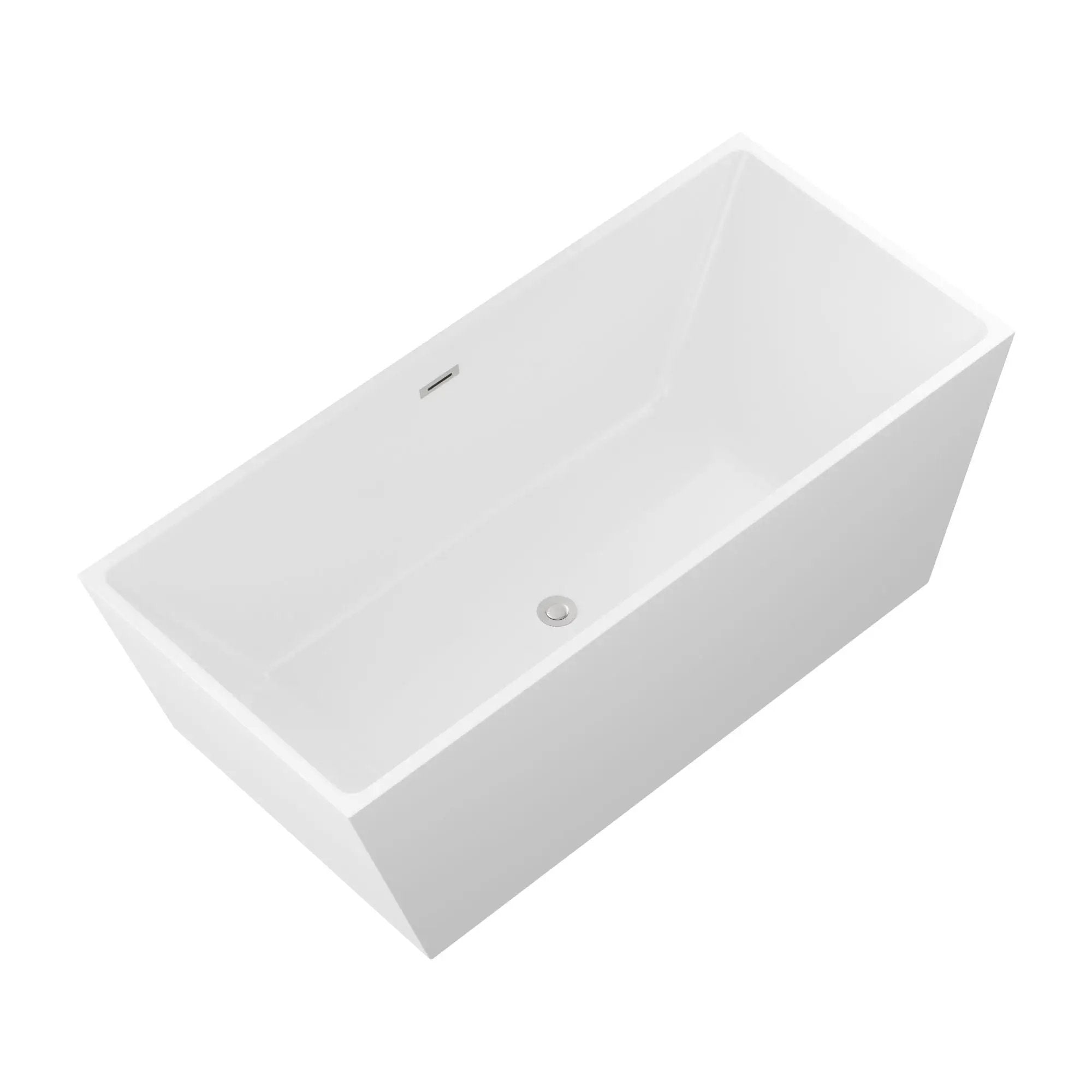 Glossy Freestanding Soaking Tub With Drain, Spacious Stand Alone Bathtub For Bathrooms - Glossy White by HouseOfZazla