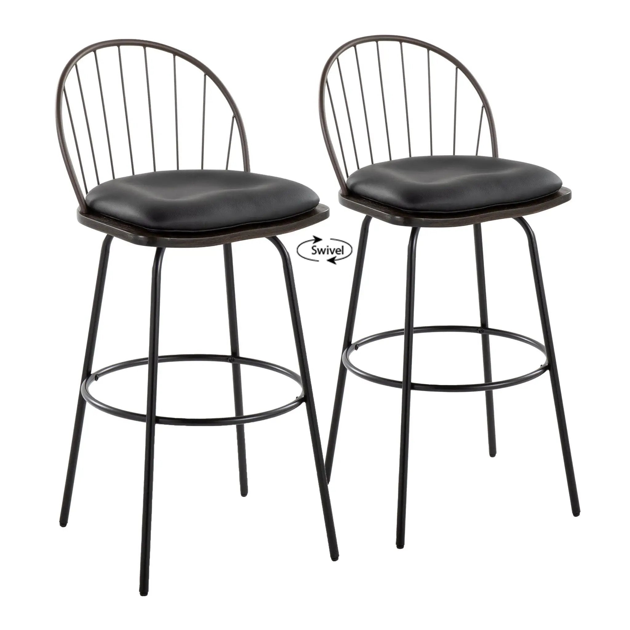 Riley - Claire Farmhouse Fixed Height Barstool With Swivel With Round Footrest (Set of 2) by Unique Piece Furniture
