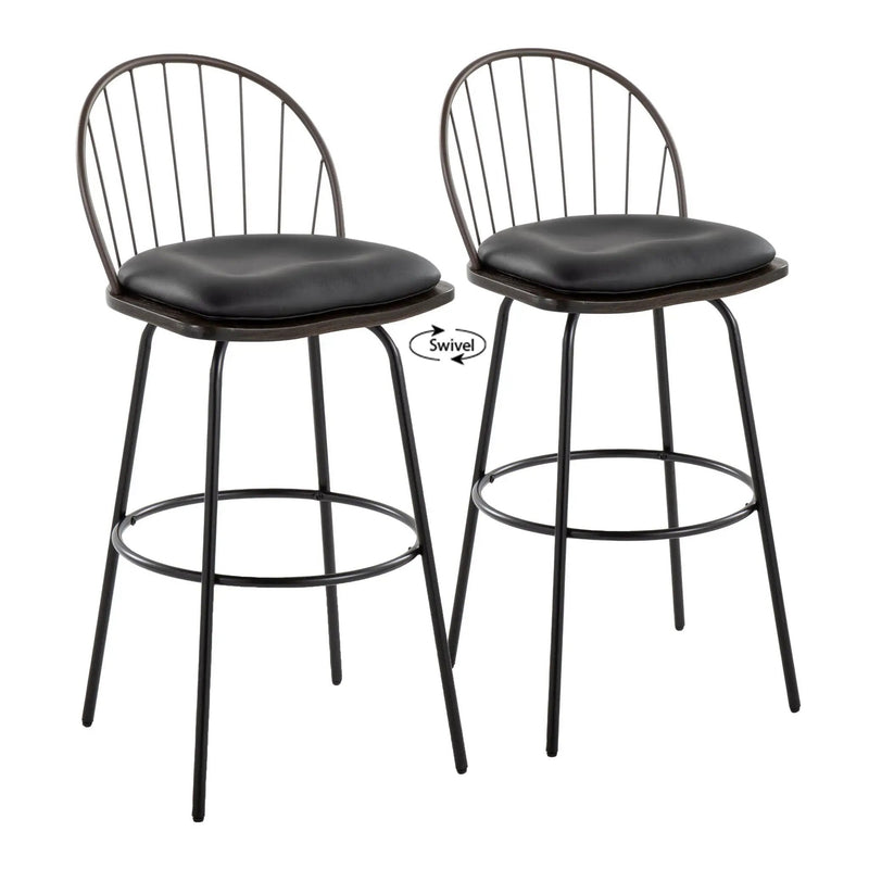 Riley - Claire Farmhouse Fixed Height Barstool With Swivel With Round Footrest (Set of 2) by Unique Piece Furniture