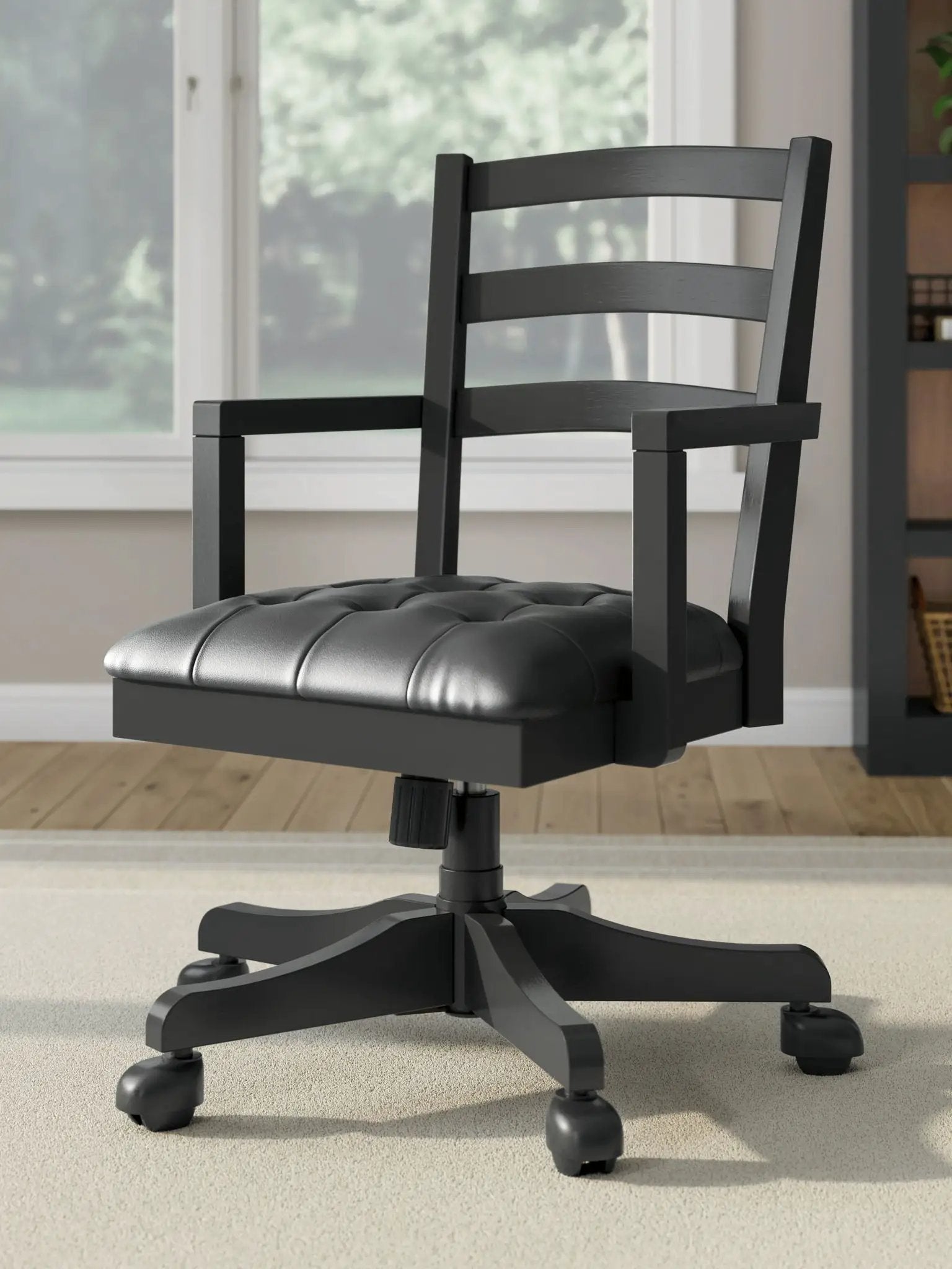 Wildenauer - 4 Pc. - Home Office Desk And Return, Swivel Desk Chair, Bookcase - Brown / Black by Unique Piece Furniture