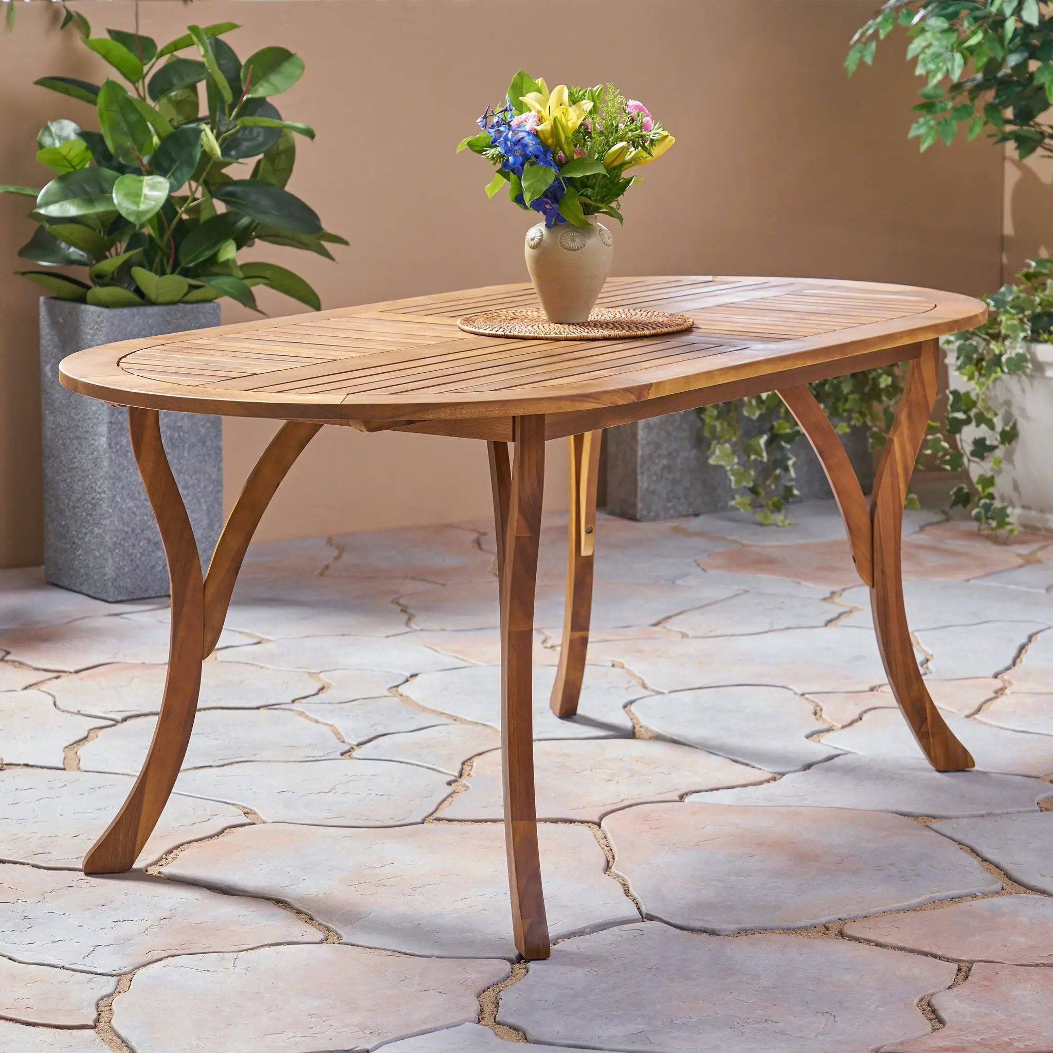 Outdoor Table With Smooth Lines, Slat Top by HouseOfZazla