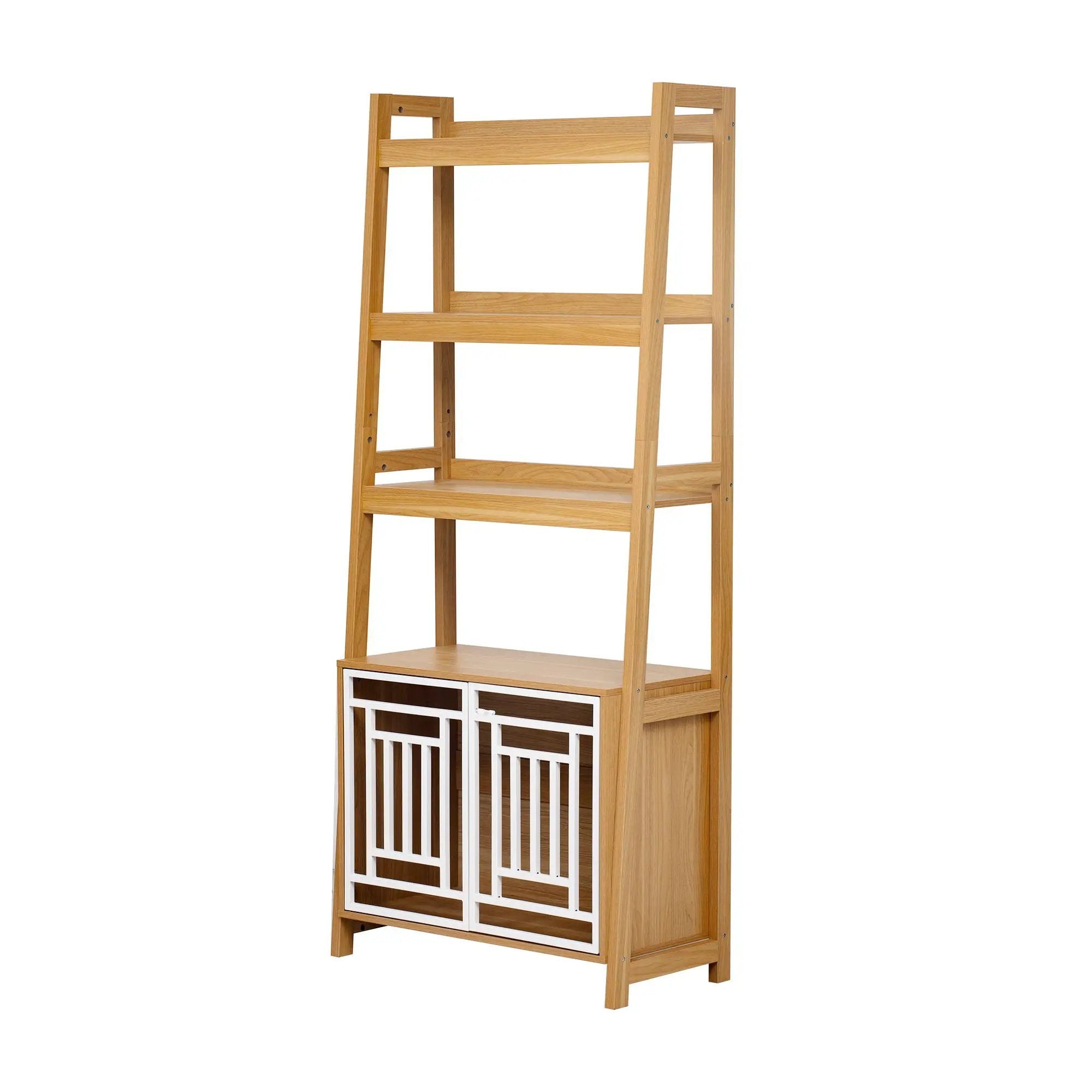 Modern Furniture Style 2 In 1 Pet Friendly Dog Crate Ladder Bookcase - Ancient Oak by HouseOfZazla