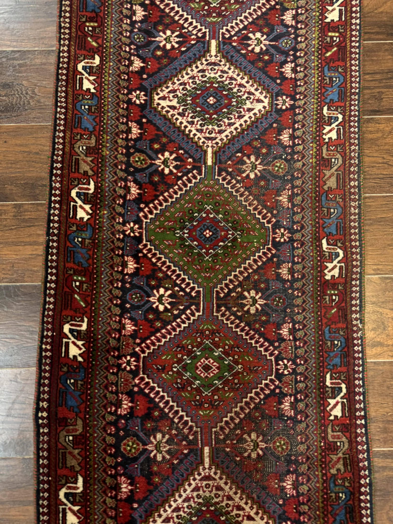 Persian Tribal Runner Rug 2.6 x 20 ft, Antique Persian Shiraz Carpet for Hallway, Colorful Navy Blue by Jewel Rugs