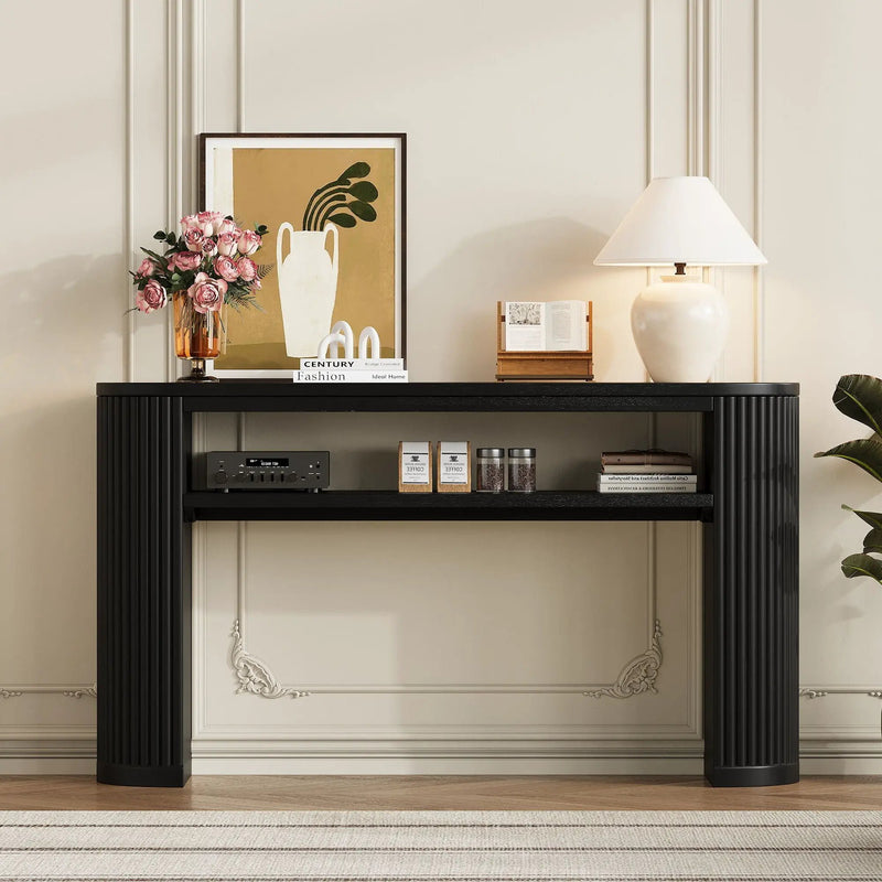 Console Table With Fluted Legs, Open Shelf by HouseOfZazla
