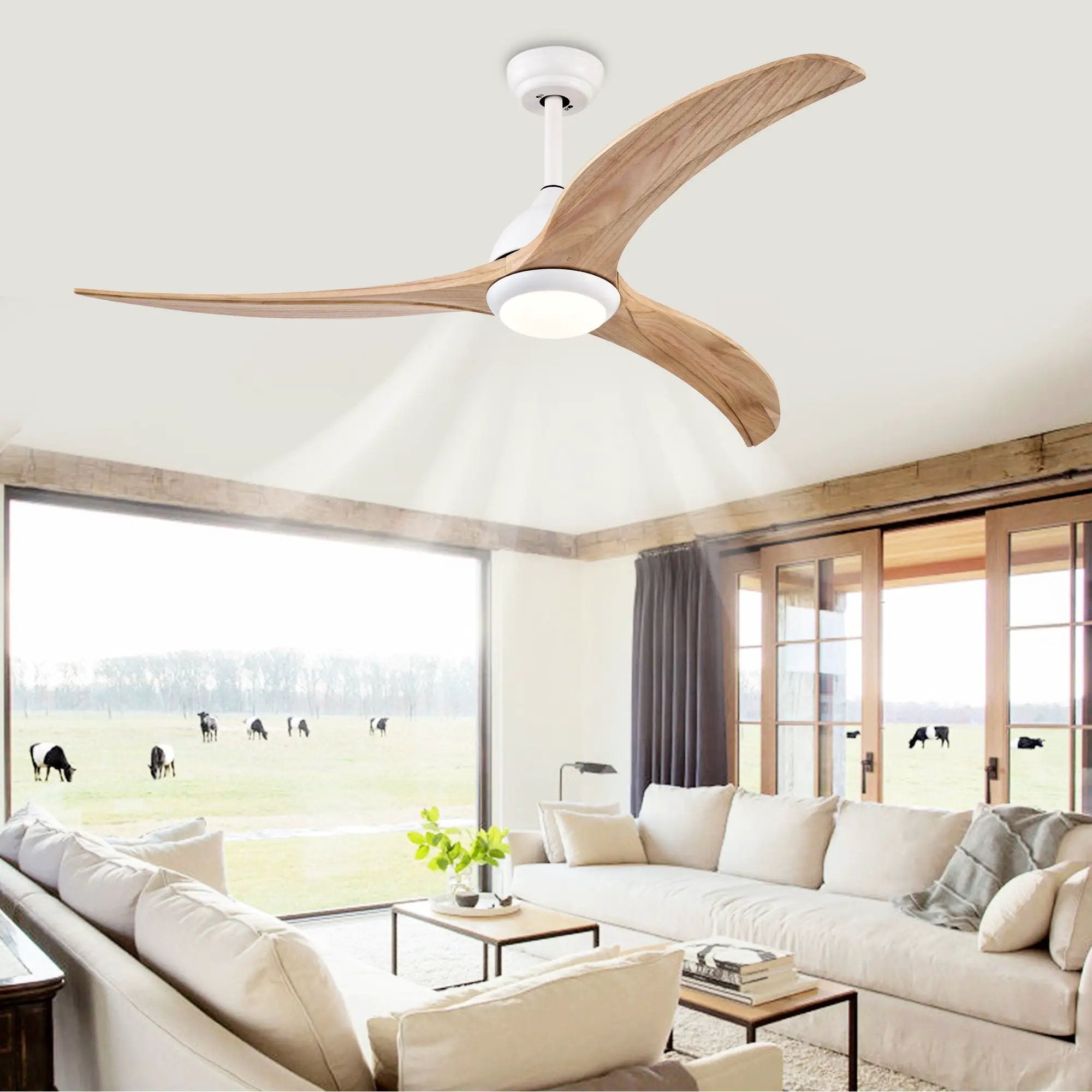 Indoor Outdoor Ceiling Fan With Light With Remote Control, Noiseless Reversible Motor, 6 Speed, 3 Color by Unique Piece Furniture