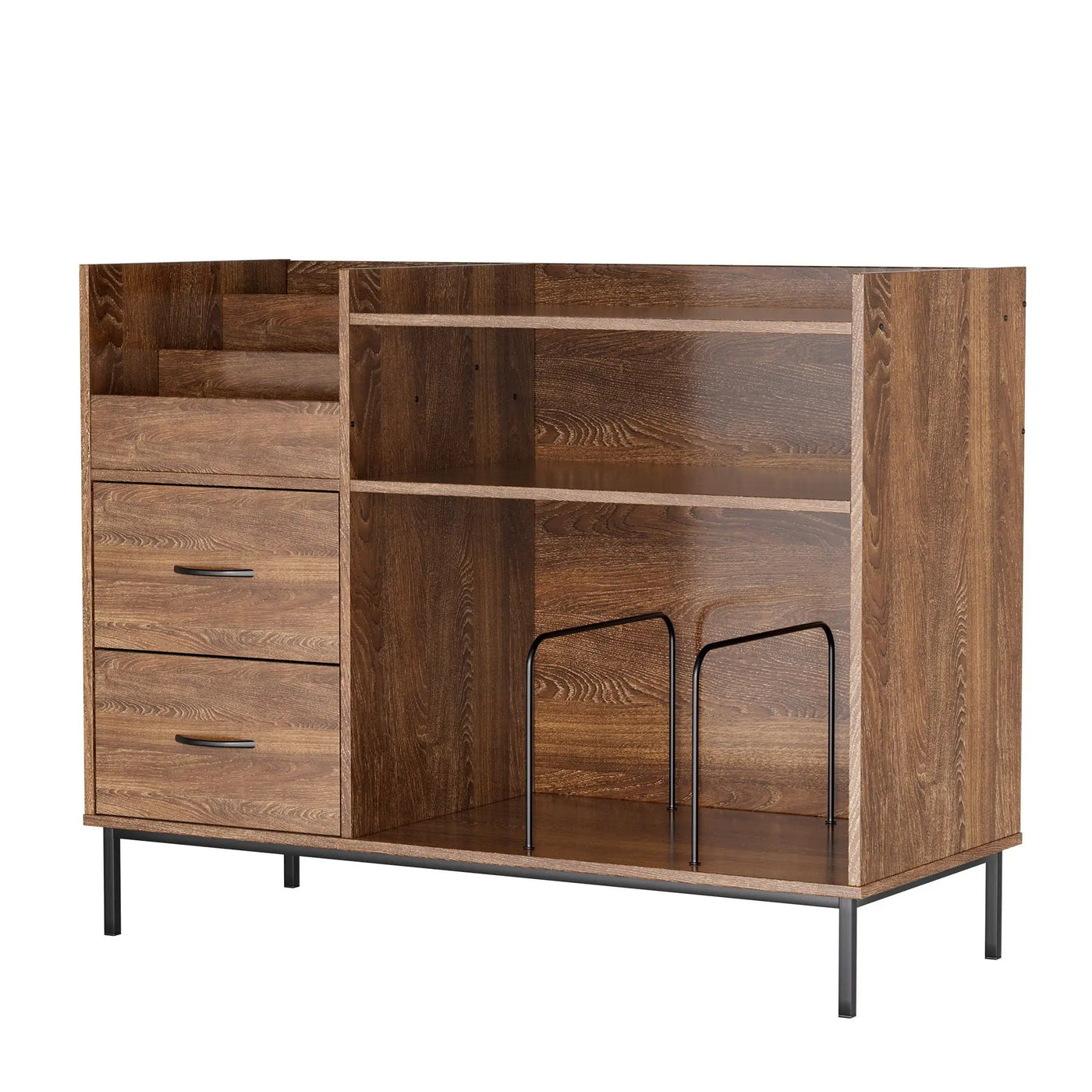 Eco-Friendly Vinyl Record Player Stand With Flip-Top Storage, Media Console With Dual Outlets And Dustproof Drawers by HouseOfZazla