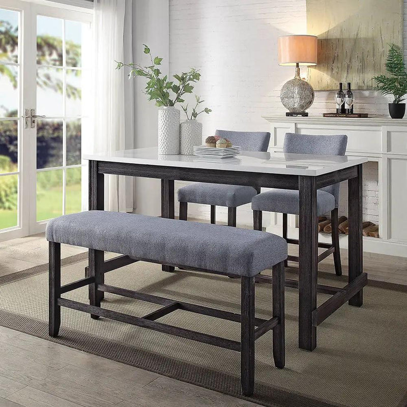 Yelena - Counter Height Table With Marble Top - Marble Top & Weathered Espresso by Unique Piece Furniture