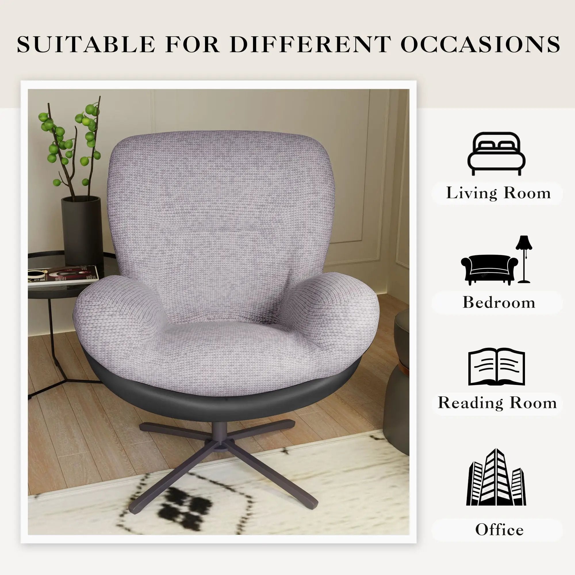 360° Swivel Office Chair, No Wheels by HouseOfZazla