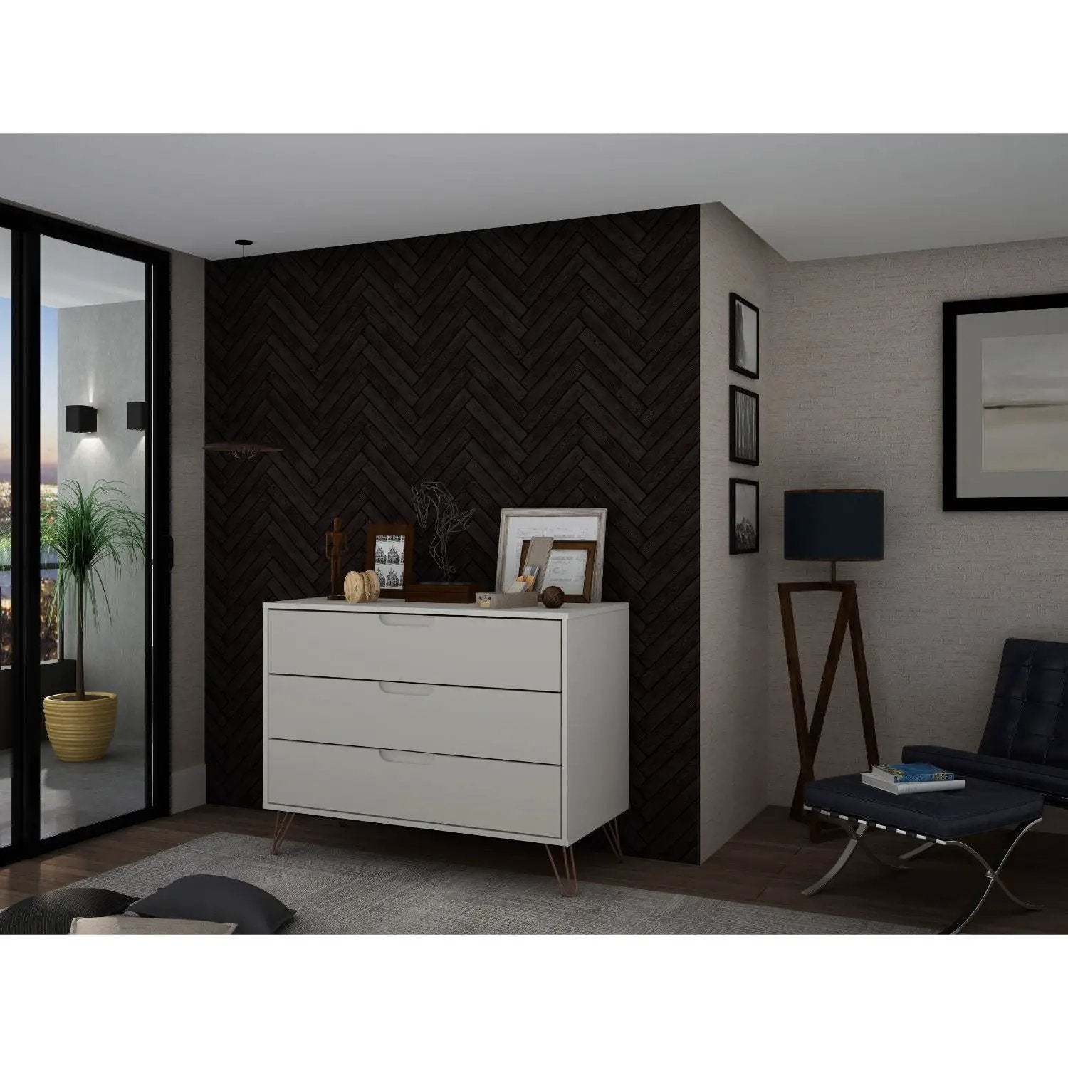 Rockefeller - Dresser & 3 Drawer - Off White by HouseOfZazla