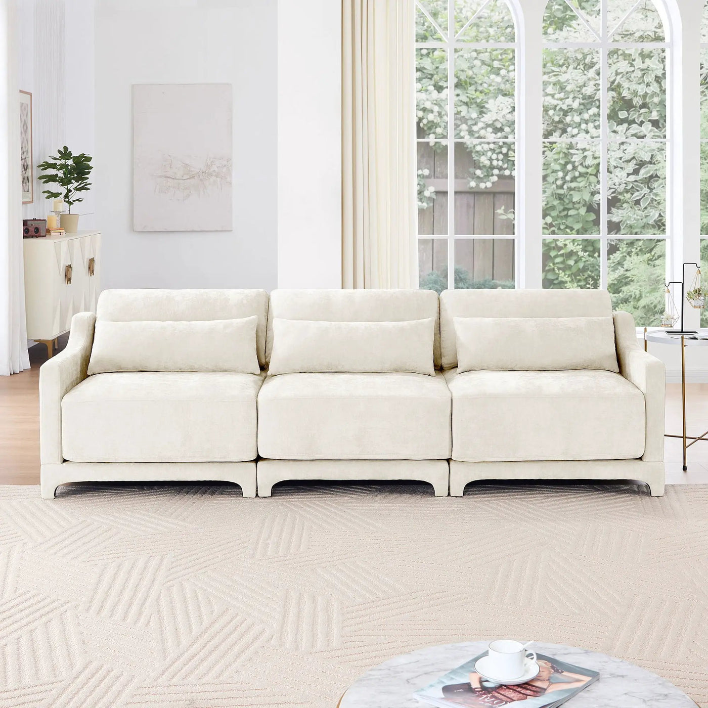 Elegant Sofa With Ergonomic Design And Lumbar Pillows by Unique Piece Furniture