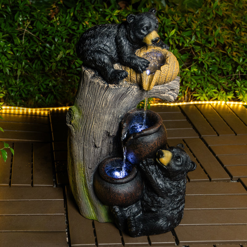 Resin Black Bear Outdoor Water Fountain with LED Lights, photo 7 of 13