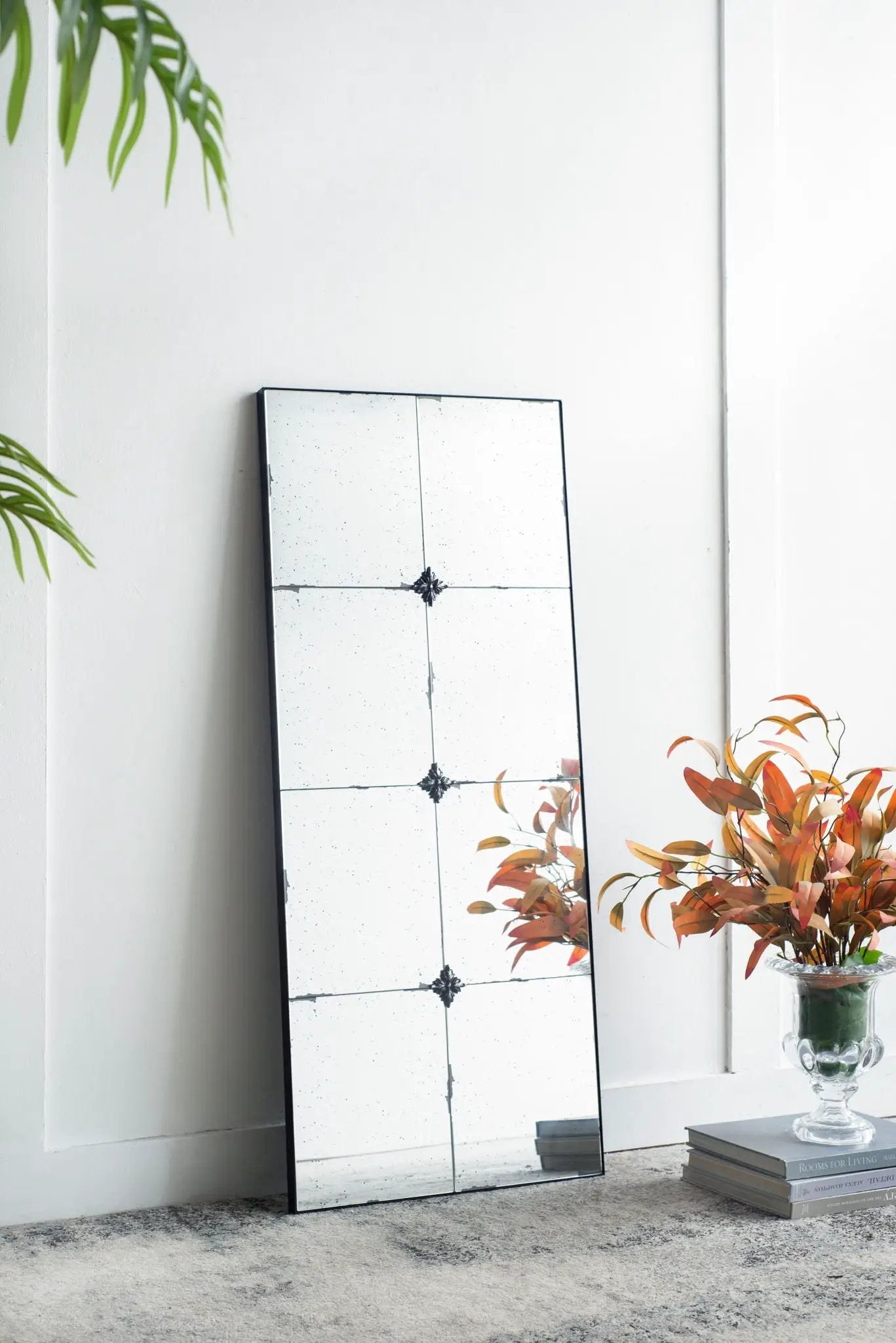 Traditional Decor Style Antique Glass Panel Mirror, Wall Mirror For Bathroom Entryway Console Lean Against Wall by Unique Piece Furniture