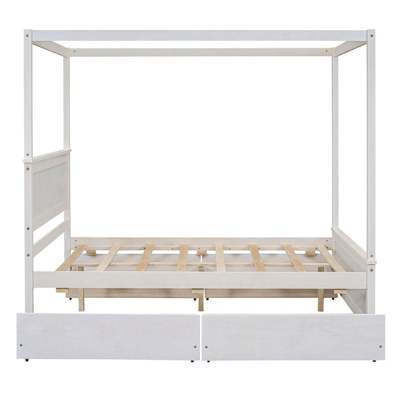 Canopy Platform Bed With Drawers, Support Slats, No Box Spring Needed by Unique Piece Furniture
