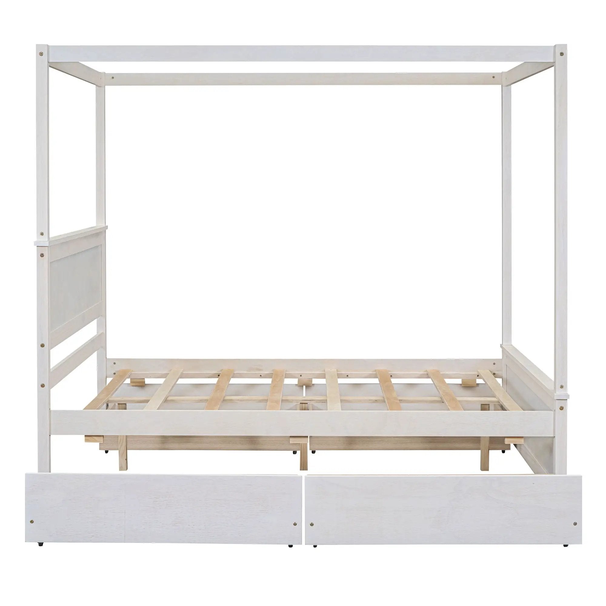 Canopy Platform Bed With Drawers, Support Slats, No Box Spring Needed by HouseOfZazla