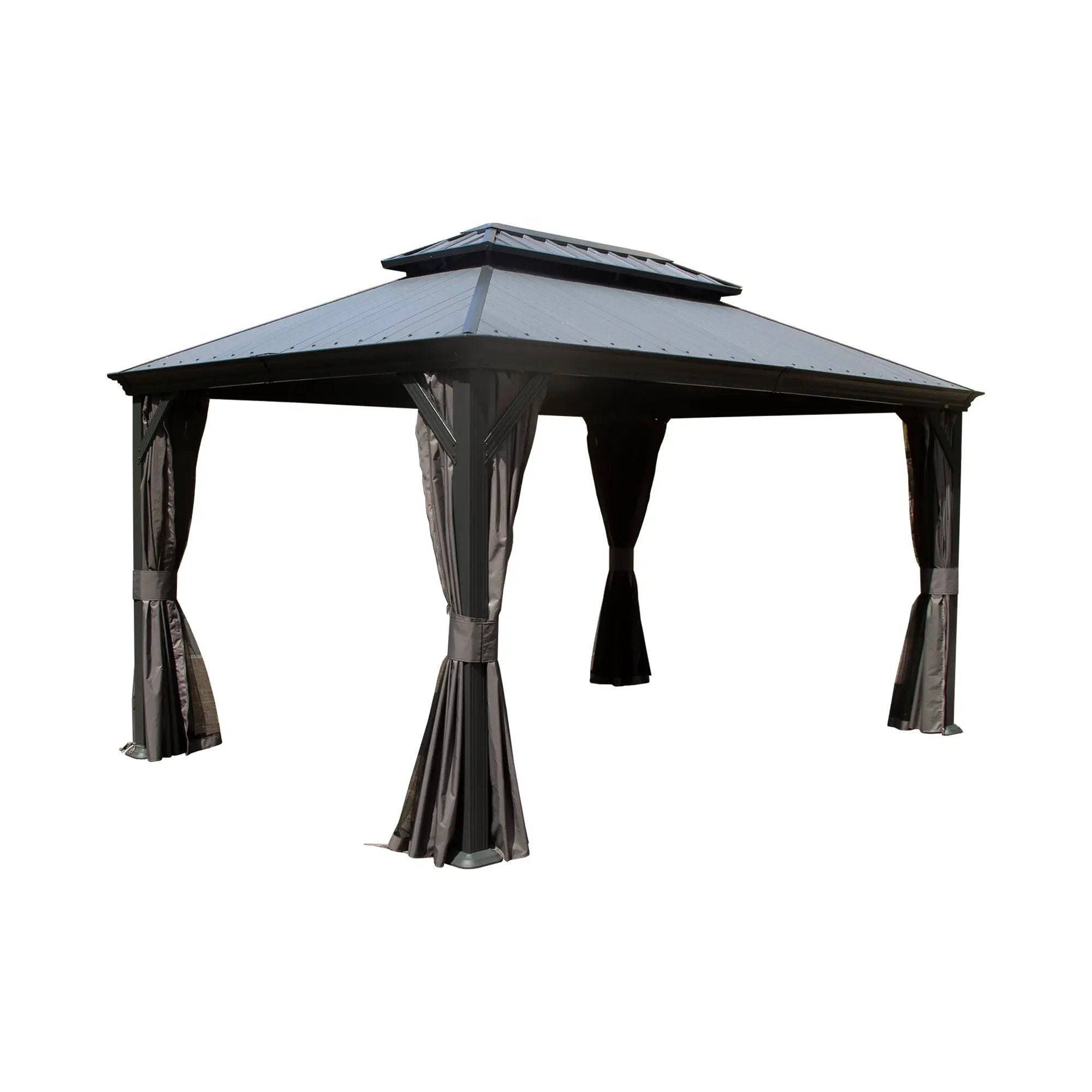 12'x16' Hardtop Gazebo with Resin Roof and Drainage Gutters by HouseOfZazla