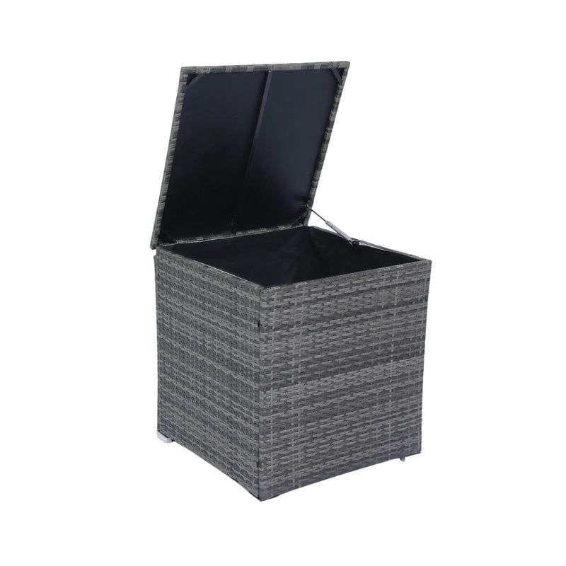 8 Piece Patio Sectional Wicker Rattan Outdoor Furniture Sof Set With One Storage Box Under Seat And Cushion Box - Gray / Black by HouseOfZazla