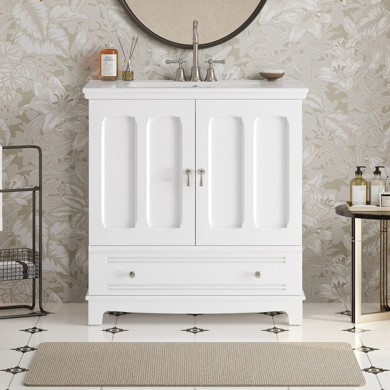 Bathroom Vanity With Sink, Cabinet With Adjustable Shelf And Drawer Divider by HouseOfZazla