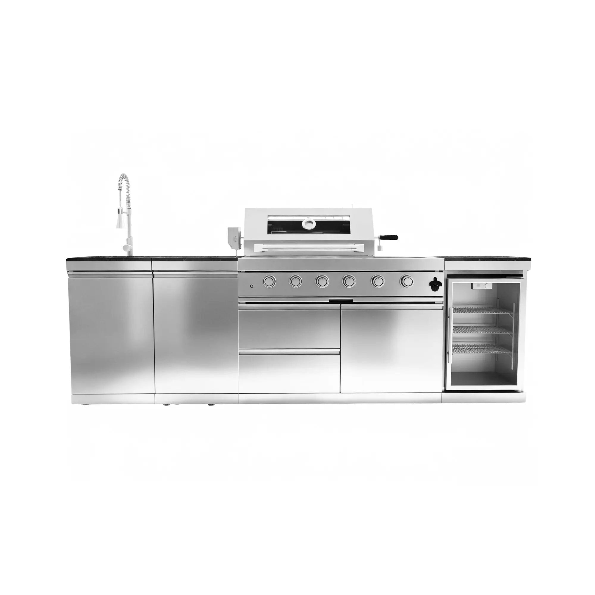 104" 4-Burner 72,000 BTU Silver Outdoor Kitchen Island Grill with Storage Cabinets & Drawers by Chery Industrial