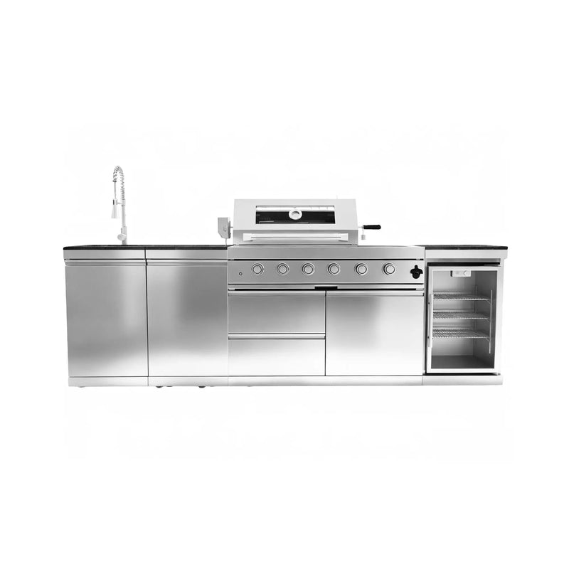 104" 4-Burner 72,000 BTU Silver Outdoor Kitchen Island Grill with Storage Cabinets & Drawers by Chery Industrial