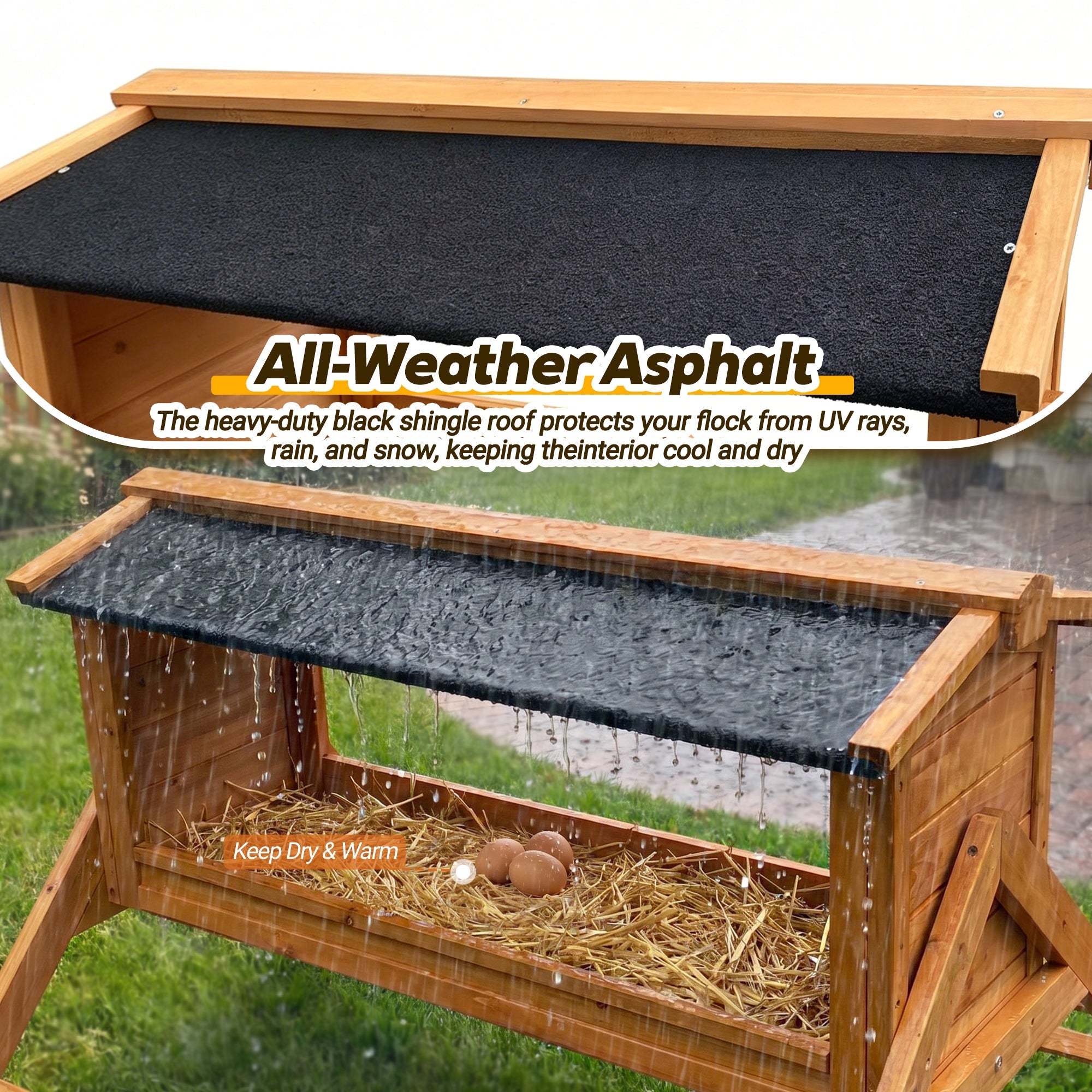 Chicken Nesting Box with Asphalt Roofing and Chicken Perch by HouseOfZazla