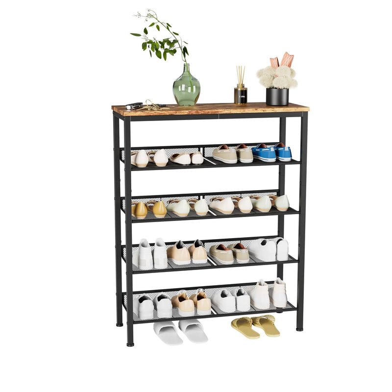 Industrial Shoe Rack with 4 Mesh Shelves by HouseOfZazla