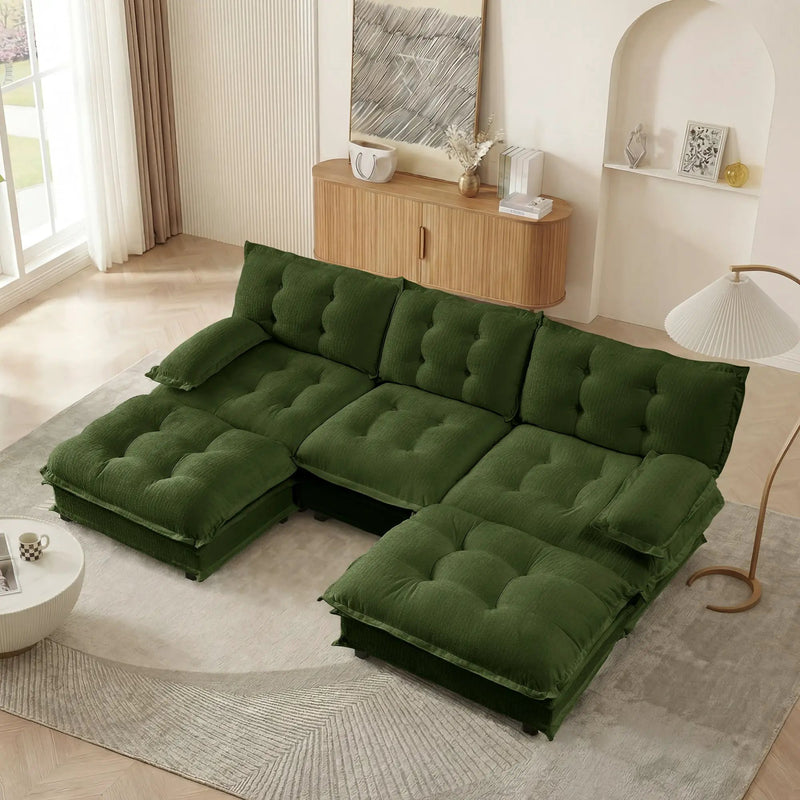 107" U Shaped Modern Sofa Modular Sectional Cloud Couch with Ottomans by HouseOfZazla