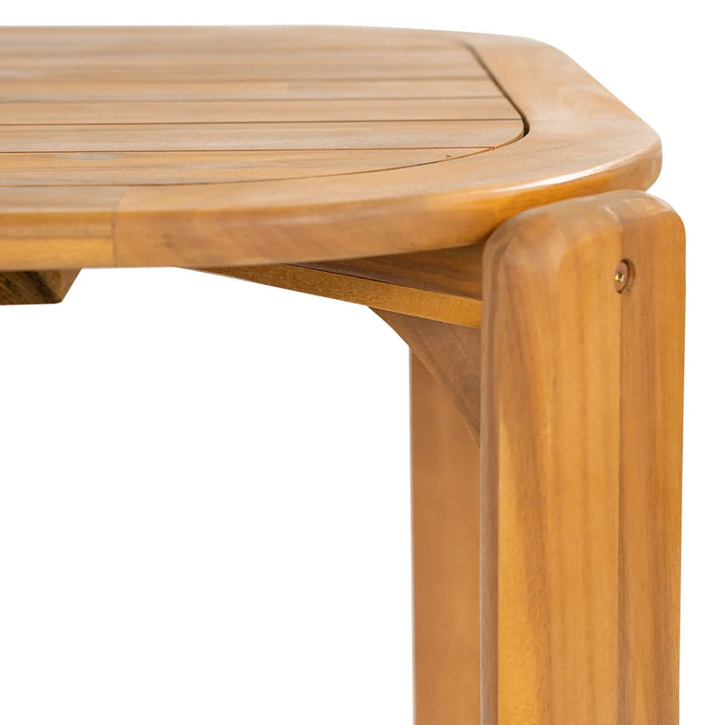 Kaja Outdoor Acacia Wood Dining Table, Teak Finish with Slat Design by HouseOfZazla