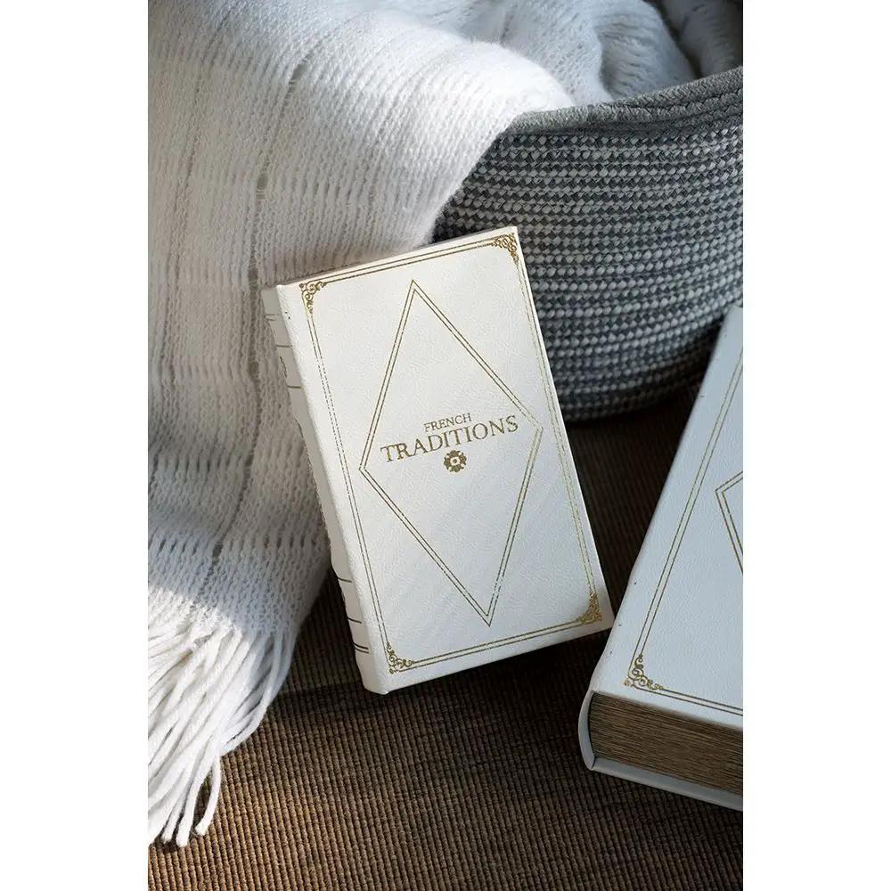 Book Boxes (Set of 2) - White / Gold by HouseOfZazla