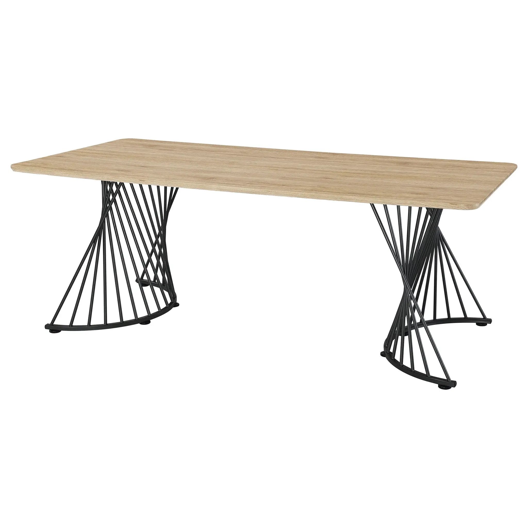 Galahan - Rectangular Dining Table With Twisted Pedestal Base - Oak by HouseOfZazla