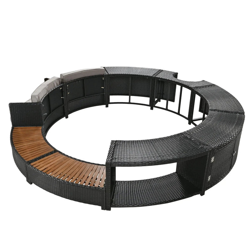 Spa Surround Spa Frame Patio Rattan Sofa Set With Storage Spaces, Mini Sofa And Comfortable Cushion For Patio, Backyard by HouseOfZazla