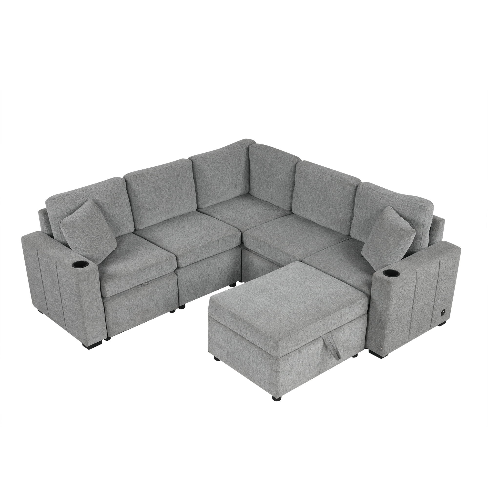 Sectional Sofa Convertible Pull-Out Sofa Bed With A Movable Storage Ottoman For Living Room by HouseOfZazla