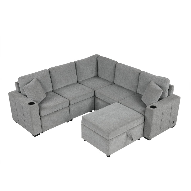 Sectional Sofa Convertible Pull-Out Sofa Bed With A Movable Storage Ottoman For Living Room by HouseOfZazla