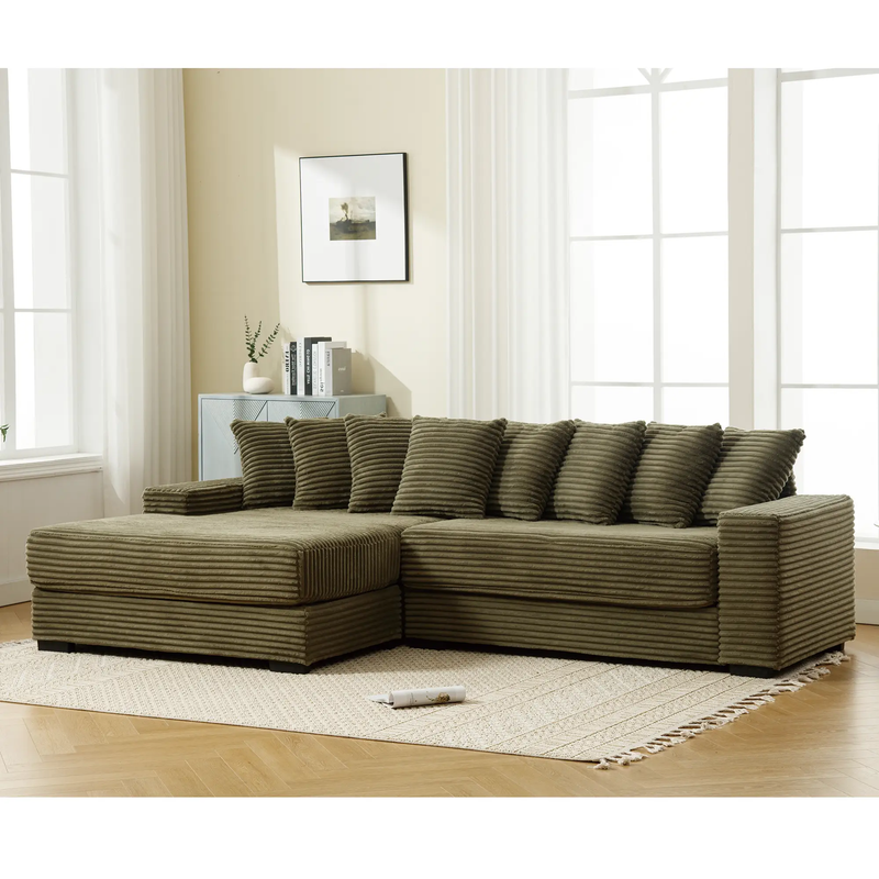 Oversized Two-Piece Corduroy Sofa with Left Chaise Daybed by HouseOfZazla