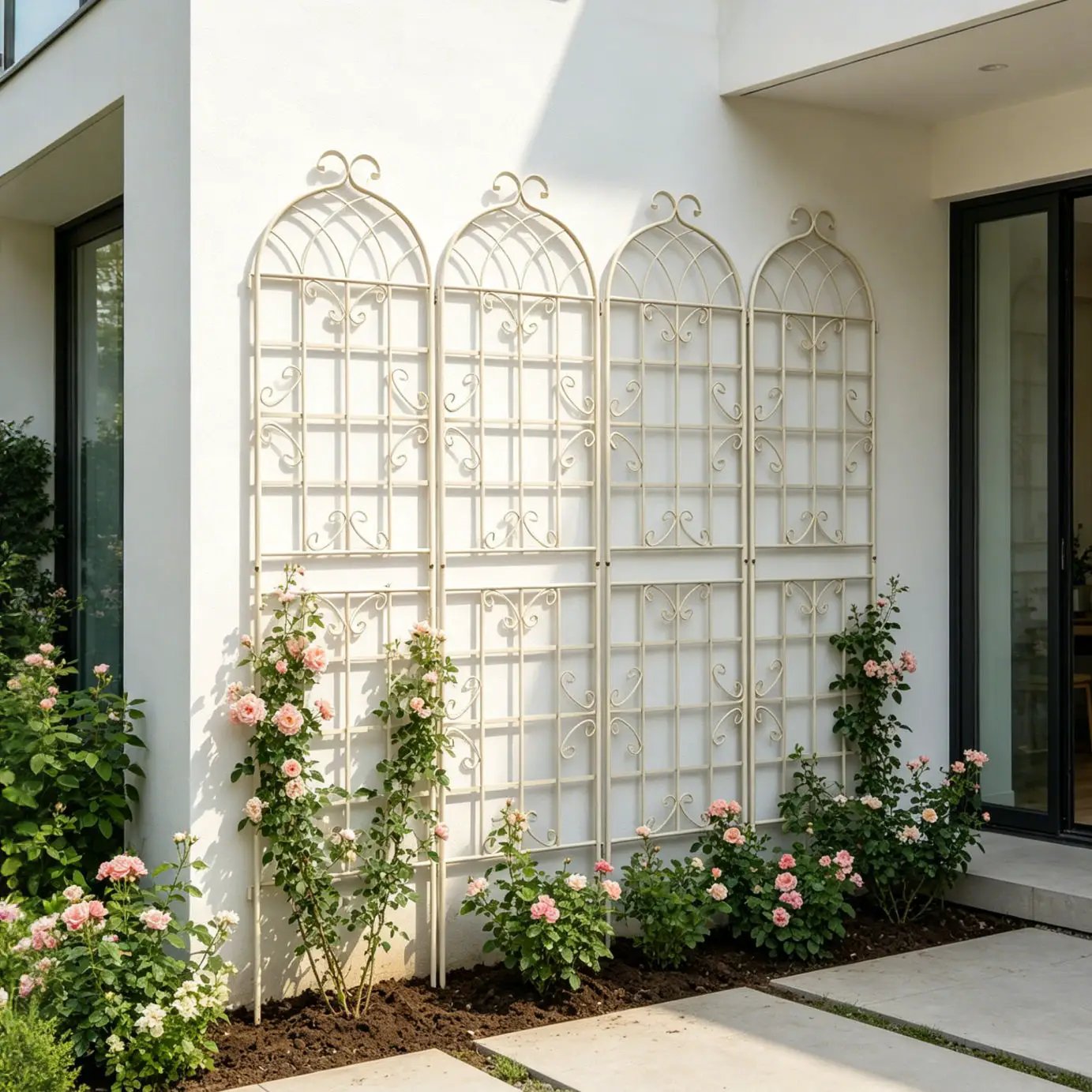Metal Garden Rustproof Trellis For Climbing Plants Outdoor Flower Support by Unique Piece Furniture