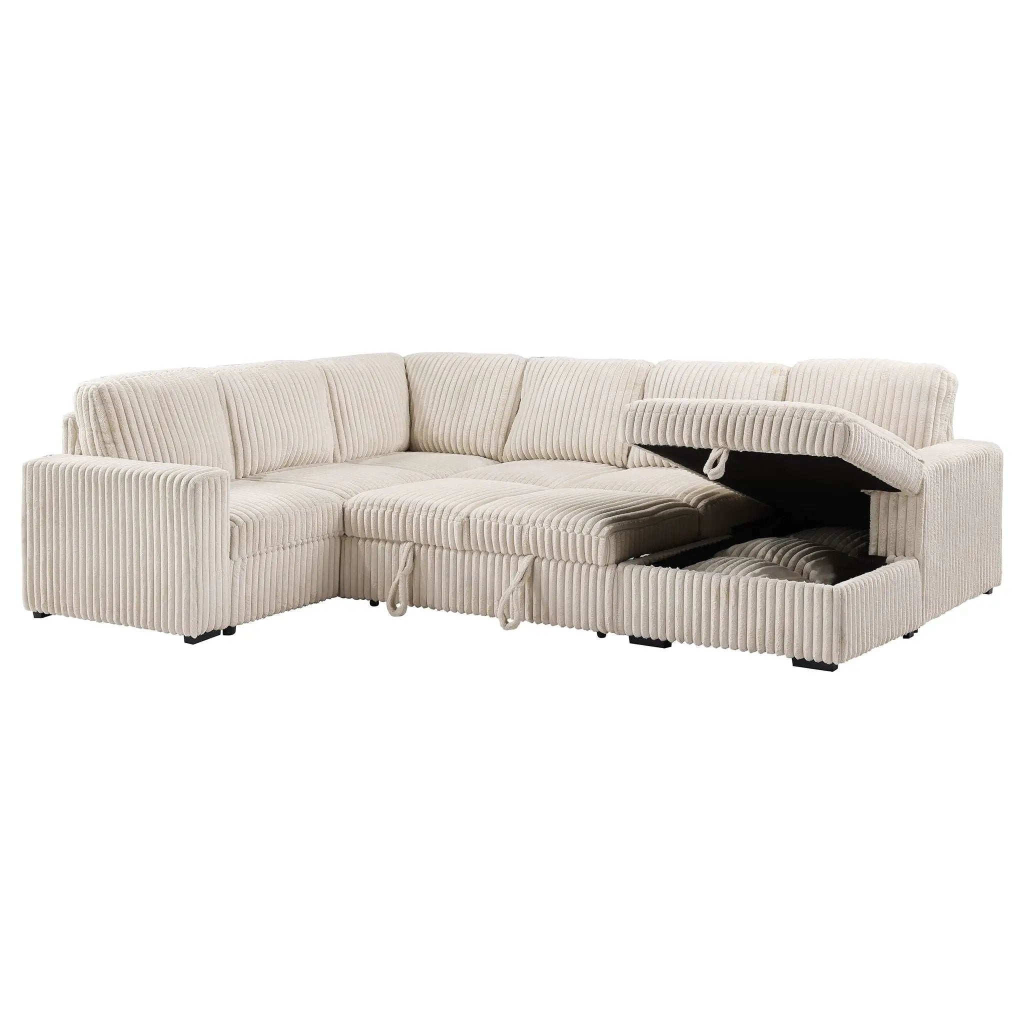 Devonshire Sleeper Sectional Sofa Storage Chaise Camel by Unique Piece Furniture