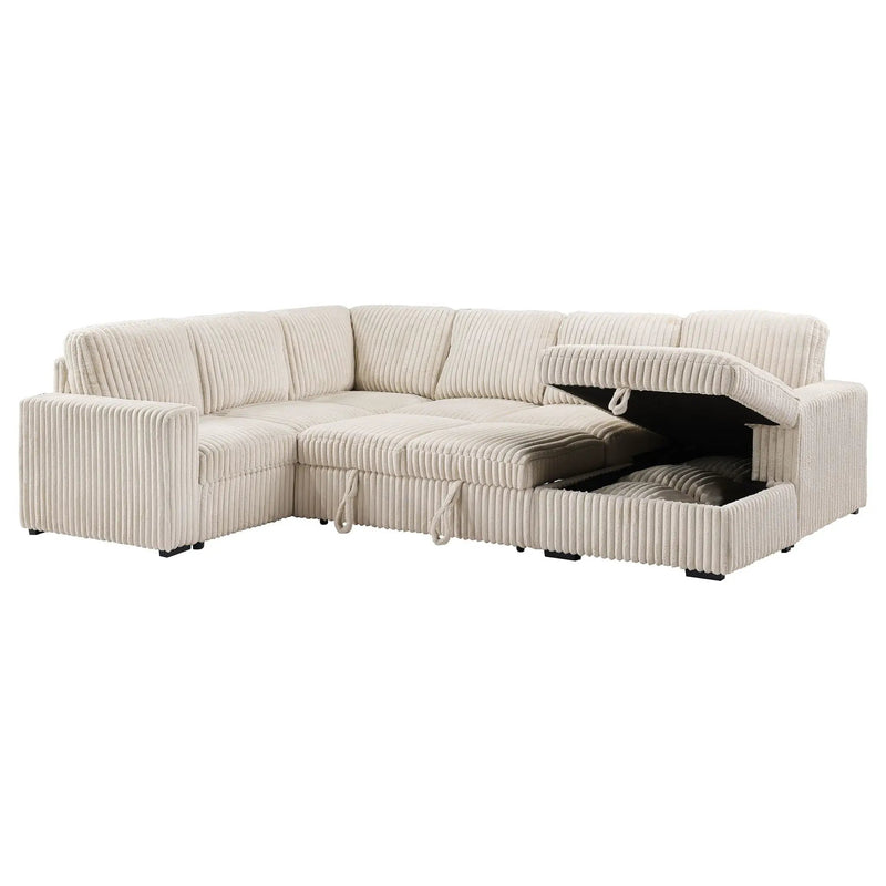 Devonshire Sleeper Sectional Sofa Storage Chaise Camel by Unique Piece Furniture