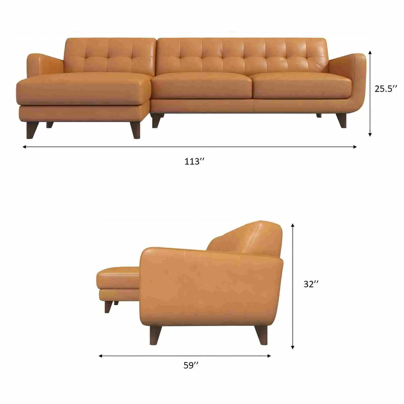 Allison - Mid-Century Modern Sectional Sofa Chaise by Unique Piece Furniture
