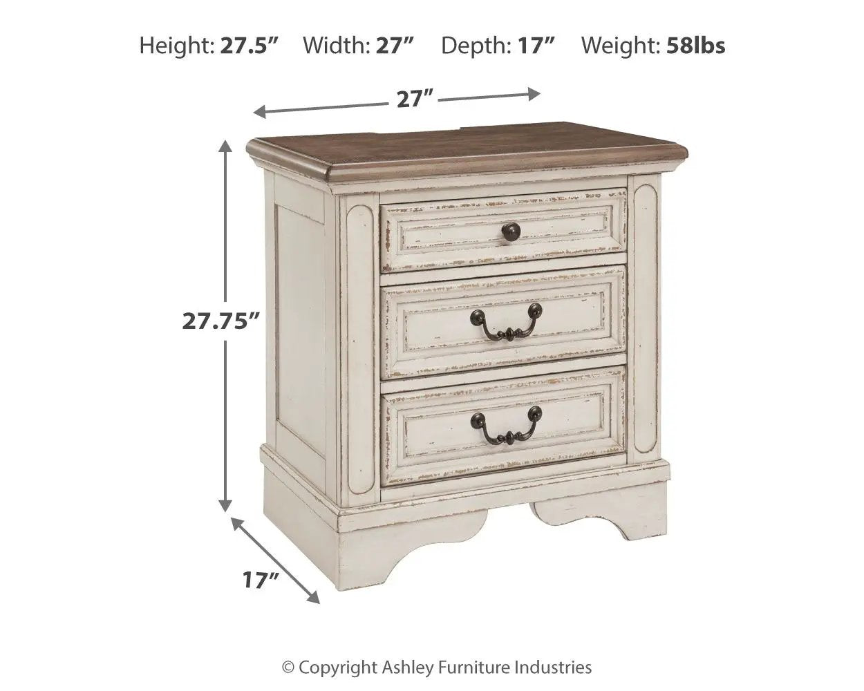 Realyn - Three Drawer Night Stand - White / Brown / Beige by Unique Piece Furniture