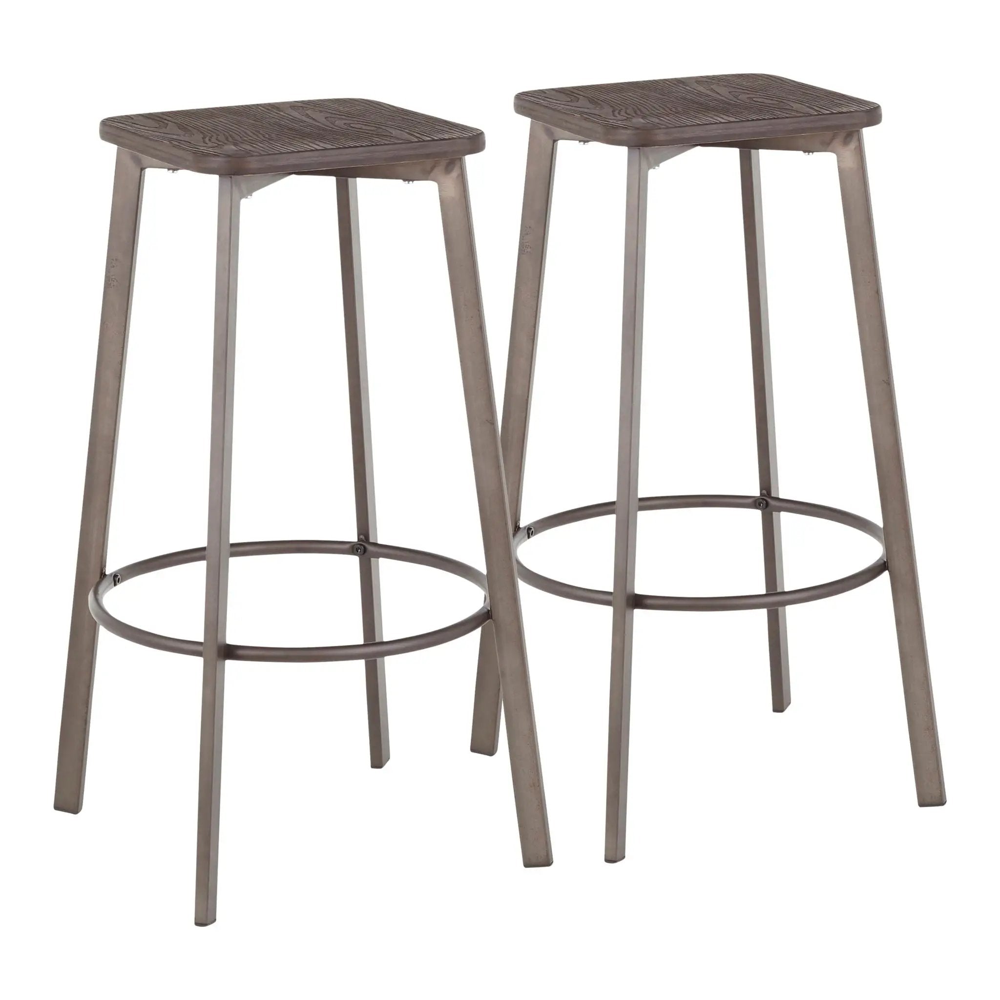 Clara - Industrial Square Barstool (Set of 2) - Espresso by Unique Piece Furniture