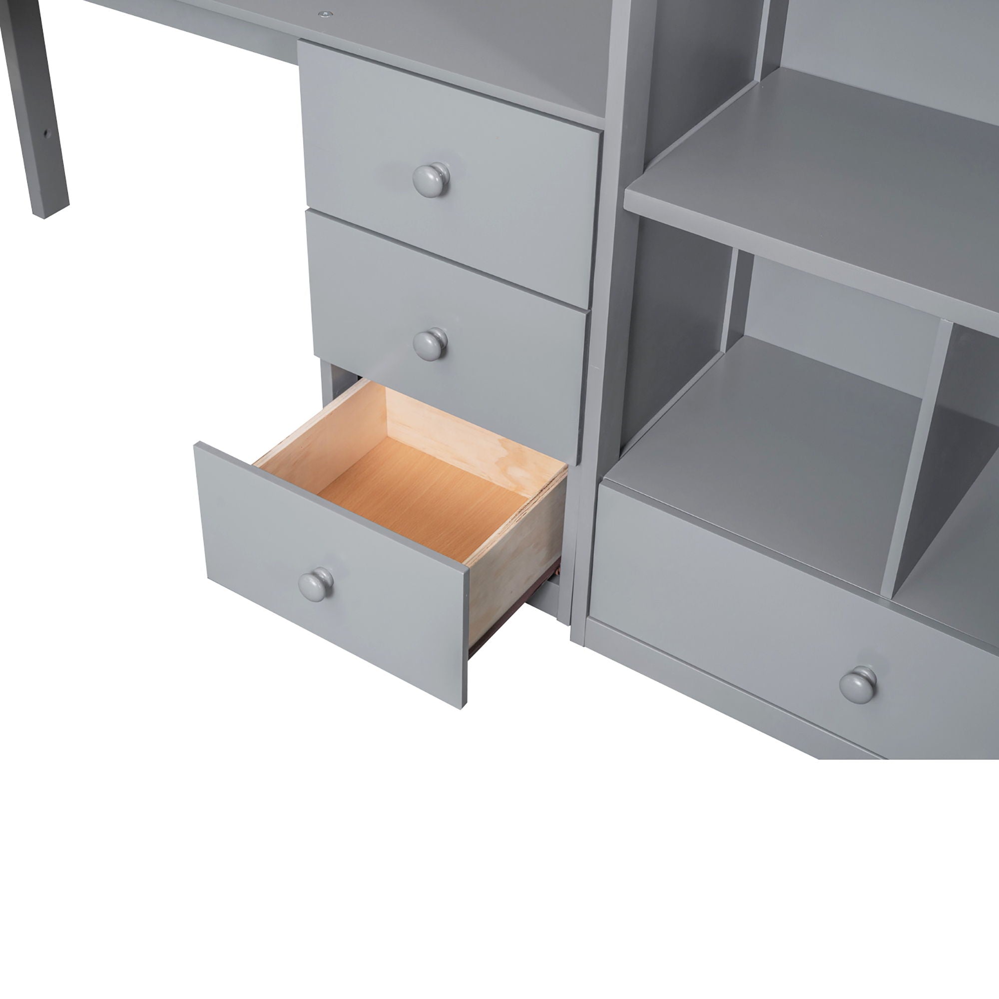 Loft Bed With L Shaped Desk, Drawers, Cabinet, And Storage Staircase by HouseOfZazla