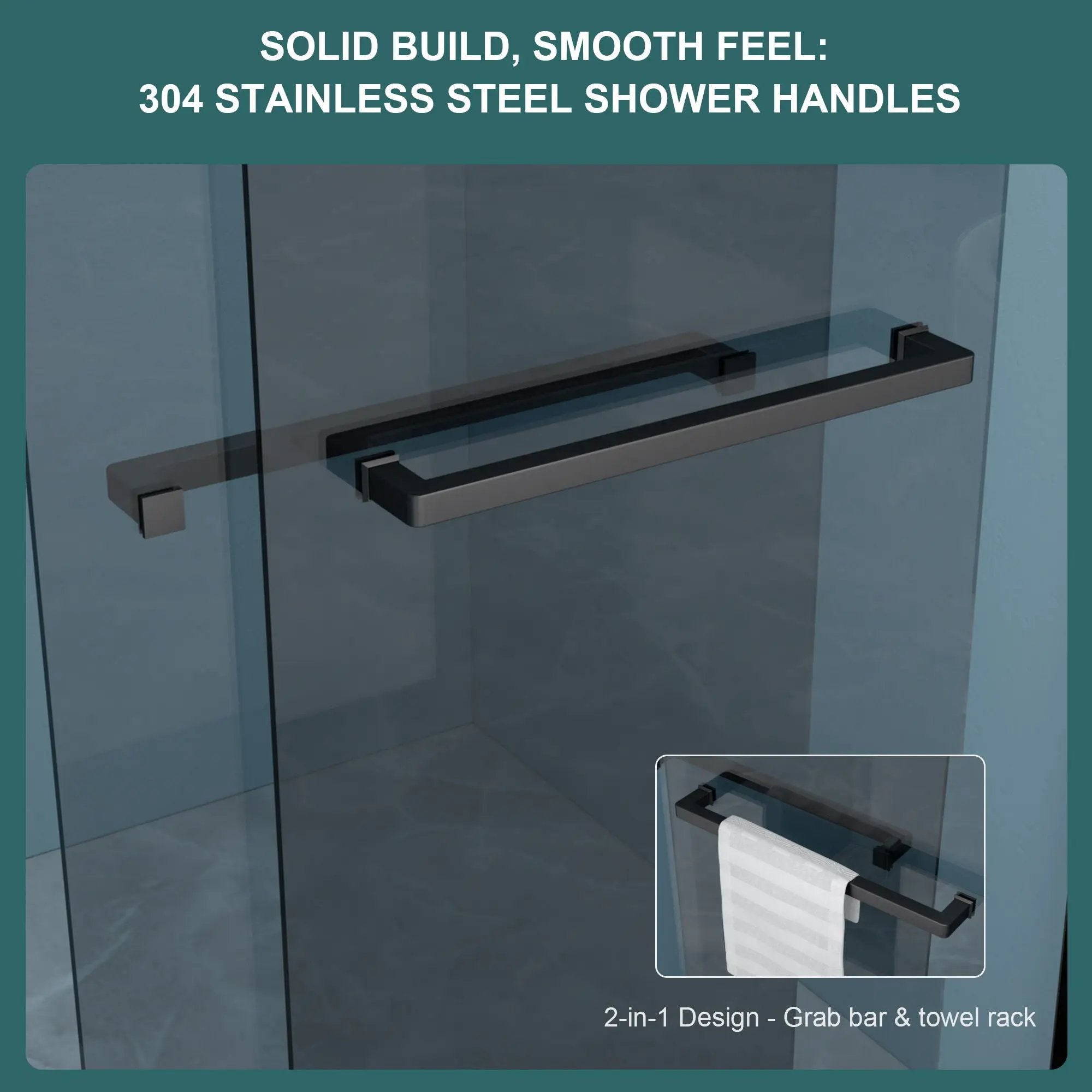 Double Sliding Glass Shower Door 8Mm Tempered Glass With Stainless Steel Frame - Matte Black by HouseOfZazla