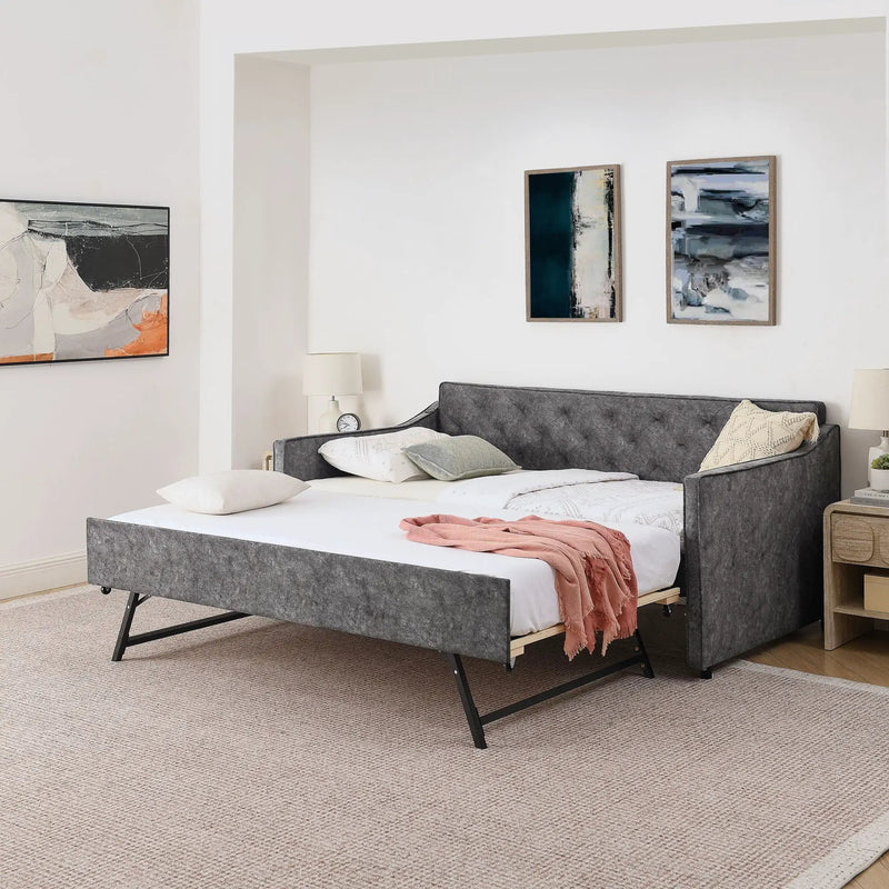 Daybed With Pop Up Trundle And USB Charging Armrest by Unique Piece Furniture