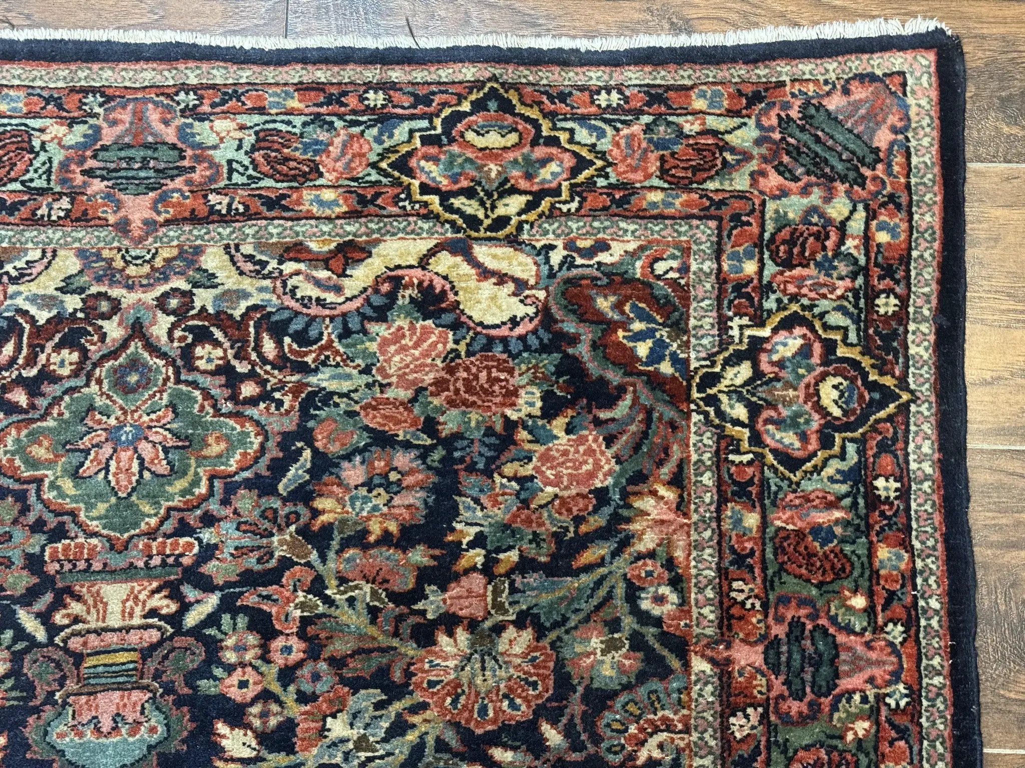 Antique Persian Rug 4x5, Navy Blue 1920s Carpet, Wool, Rare, Fine, Persian Hamadan Bidjar Carpet by Jewel Rugs