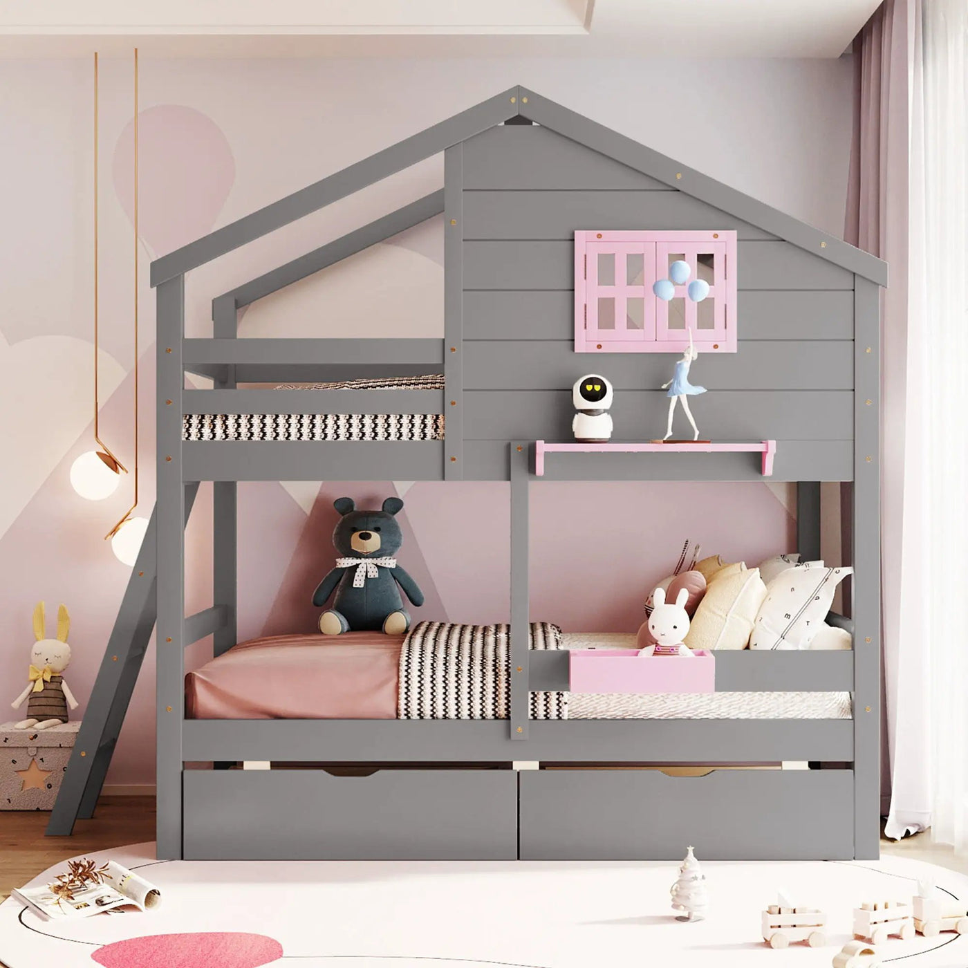 Bunk Bed With Playhouse Roof And Window by Unique Piece Furniture