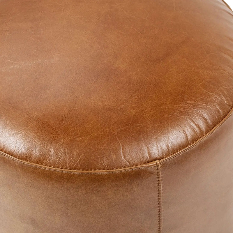 Nico - Round Ottoman Stool - Brown by HouseOfZazla