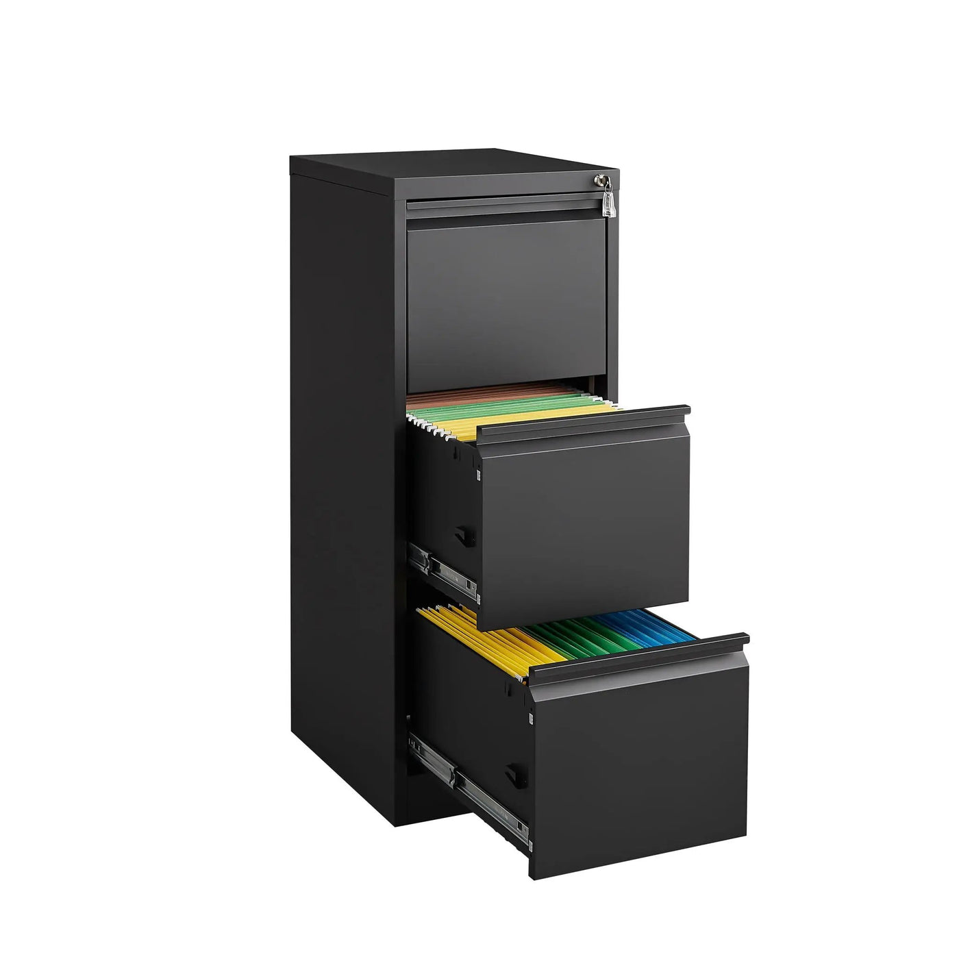Durable Metal 3 Drawer File Cabinet With Lock For Office Storage by Unique Piece Furniture